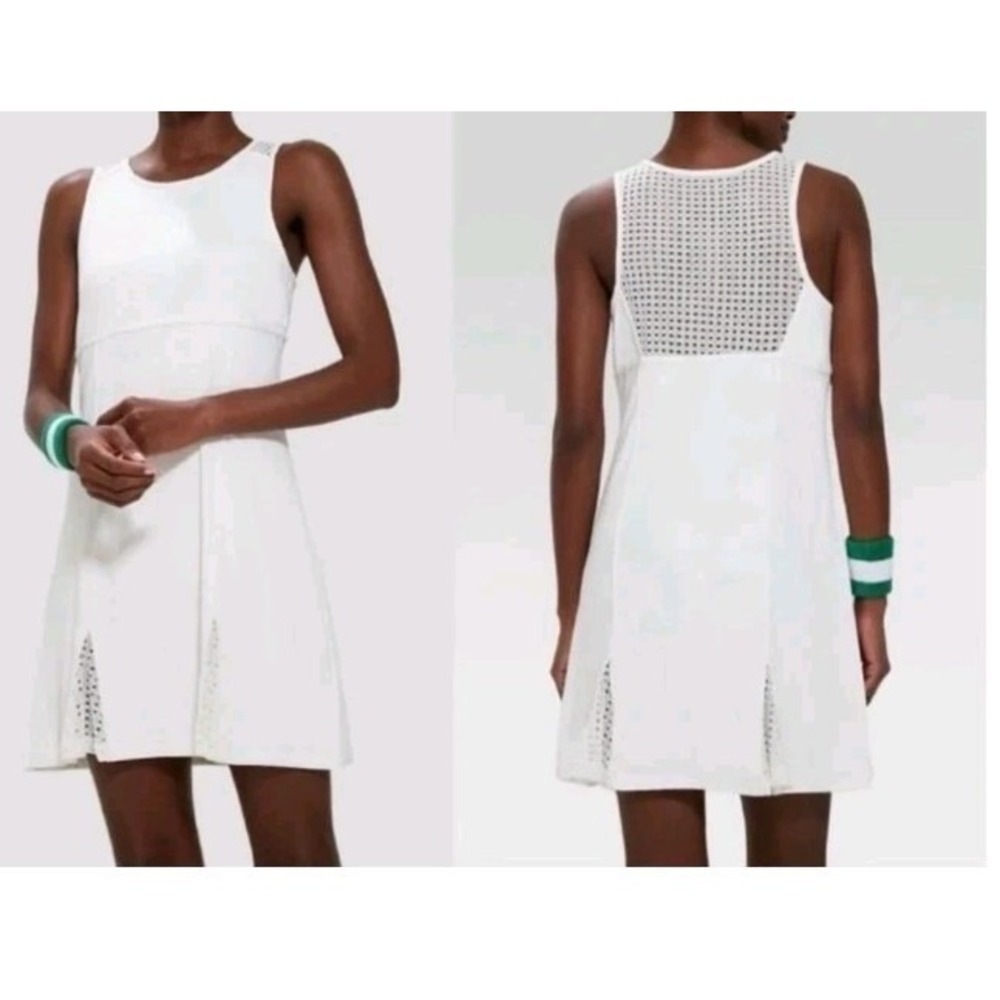 Tuckernuck Tnuck Sport Tennis Dress‎ Small White Cane Racerback Athletic